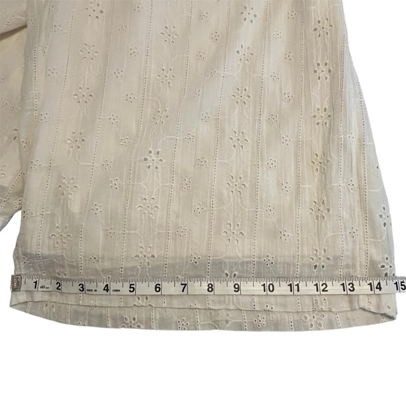 American Eagle Cream Lace Eyelet Smock Cropped Cotton Wide Leg Pant Cottagecore - Picture 11 of 15